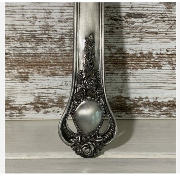 Pewter Christian Rose Cross Hangable Vintage 2002 9.5”x6.5” - Picture 6 of 8